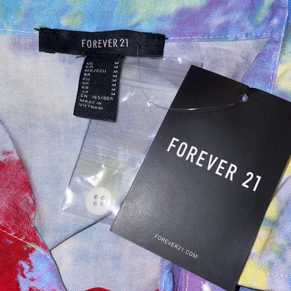 Forever 21 Tie Dye short sleeve button up Men’s Shirt Top Colorful - Picture 7 of 7